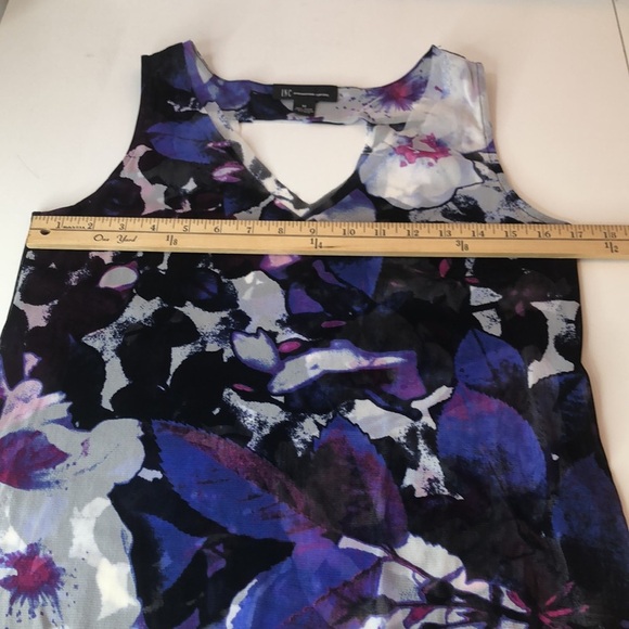 INC Floral Sheer Layered Top - Purple Blue Black Cutout Back Women's Medium - Picture 5 of 16